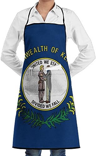 HTSS Kentucky State Flag Unisex Chef Aprons With Pockets Bakery Servers Waitress Craftsmen For Mens Womens Home Kitchen Cooking