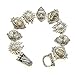 Sugar Skull Silver Tone Magnetic Clasp Link Bracelet