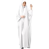 FPOVFPO Womens One-Piece Solid Abaya Muslim Prayer Dress Islamic Maxi Kaftan with Hijab Dubai Full Length Dress