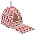 Hollypet Self-Warming 2 in 1 Foldable Comfortable Triangle Cat Bed Tent House, Red Snowthumb 3