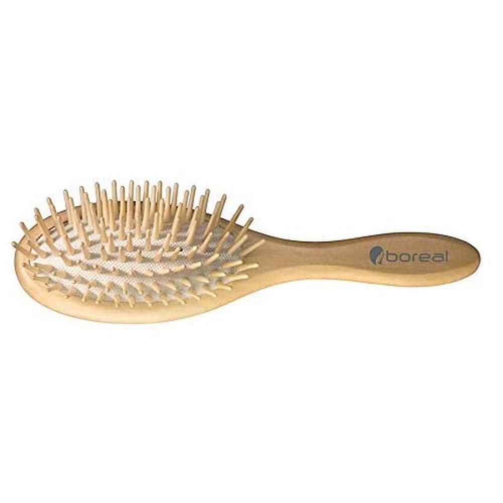 Boreal - Wood hairbrush oval model, cushion rubber, antistatic. Structure and pins entirely made of natural wood. Made in Italy. 1 piece 70 gr.