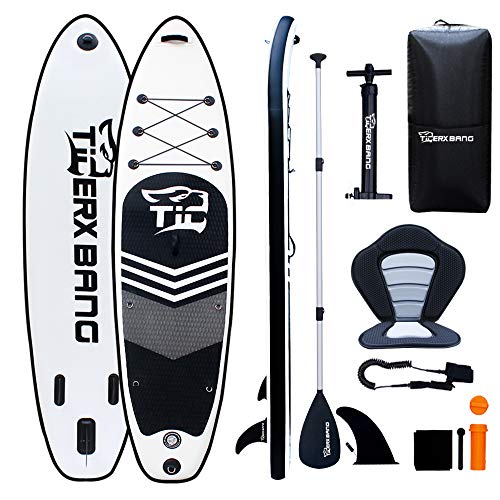 TIGERXBANG Inflatable Stand Up Paddle Board SUP Board with Kayak Seat |320x82x15cm| 305x82x15cm| for Adults/Kids| ISUP PaddleBoarding Complete Kit