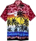 La Leela Men's Hibiscus Palm Tree Aloha Hawaiian Short Sleeves Button Down Hawaiian Shirt