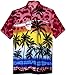 La Leela Men's Hibiscus Palm Tree Aloha Hawaiian Short Sleeves Button Down Hawaiian Shirt