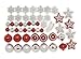 Festive 50 Piece Assorted Christmas Ornament Set, Red & Silver