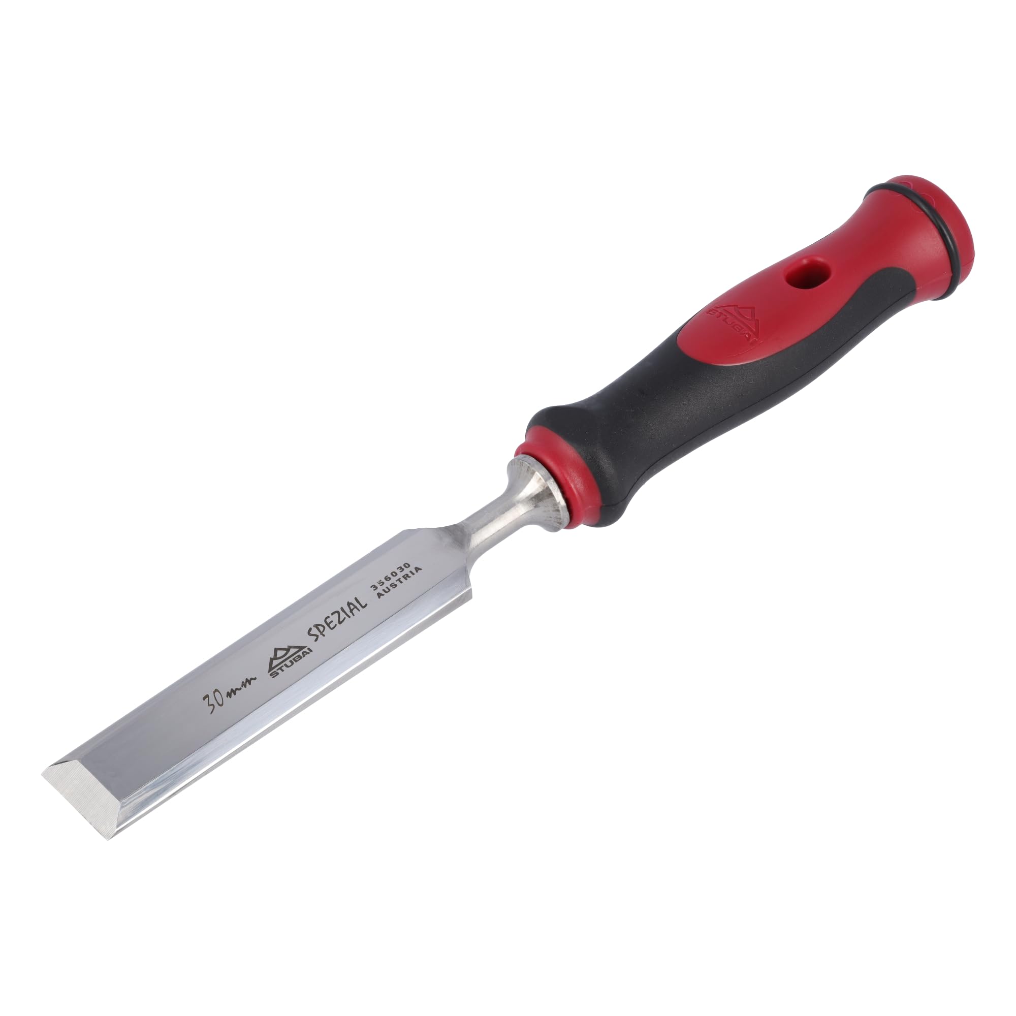 Stubai 356030 "Swedish Type" Special Wood Chisel with 2C-Handle, Silver/Red/Black, 30 mm