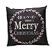 Sandistore Vintage Christmas Letter Sofa Bed Home Decoration Festival Pillow Case Cushion Cover (black)