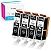 K-Ink Compatible Ink Cartridges Replacement for Canon PGI 250 PGI-250 XL Black (4 Big Black) primary