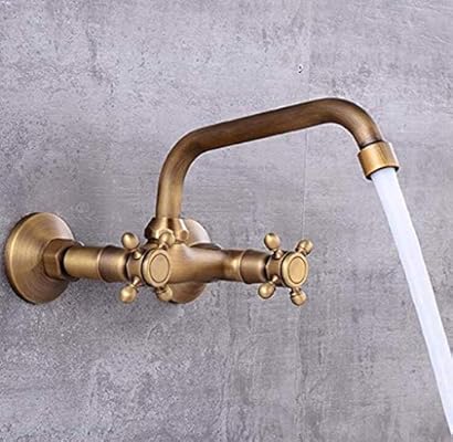 Chenteshangmao Wall Mounted Brushed Vintage Brass Basin Mixer
