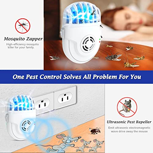 Ultrasonic Pest Repeller with Mosquito Killer- 2 Packs, Bug Repellent Indoor Plug Pest Conrol, Mosquito Repellent, Electronic Pest Control for Bugs Roaches Insects Mice Spiders Mosquitoes (2 Pack)