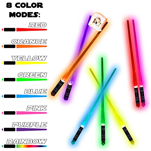 LED Lightsaber Reusable Chopsticks Multi-Color Modes | 4 Pairs | 8 Color Modes - //coolthings.us