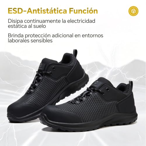 ISOOUS Zapatos de Seguridad Hombre Mujer Calzado Trabajo S3 ESD Impermeable