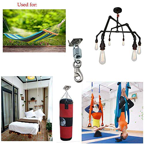 Hammock Chair Ultimate Hanging Kit, Heavy Duty Hammock Spring,Swivel Hook,and Ceiling Mount Set for Punching Bag Hammock Swing Chair Indoor Outdoor - Stainless Steel