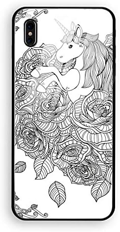 White Floral Unicorn iPhone X Case Luxury Tempered Glass Back Cover with Soft TPU Bumper Shell for iPhone X