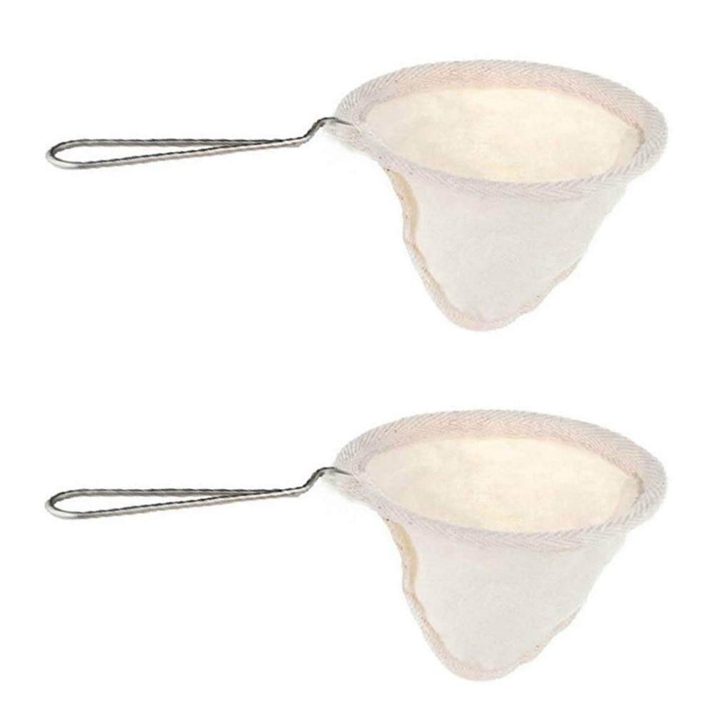 Juliyeh 2Pcs 4-inchi Stainless Steel Handle Cloth Sock Reusable Coffee Tea Strainer Filter for Home Office Handmade Cafe Use