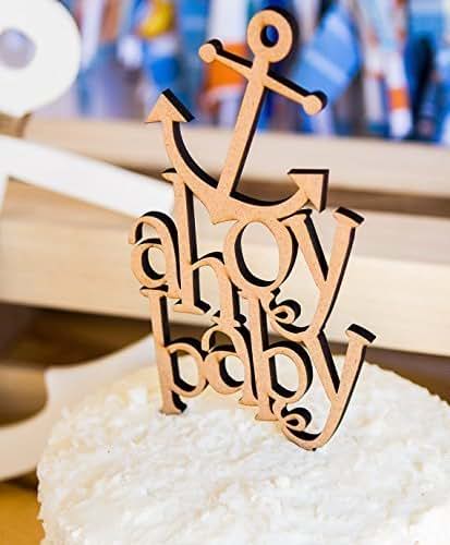 Amazon Com Baby Shower Cake Topper Ahoy Baby Nautical Themed