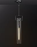 Knurldon Modern Black Pendant Light, 21.6'' Glass