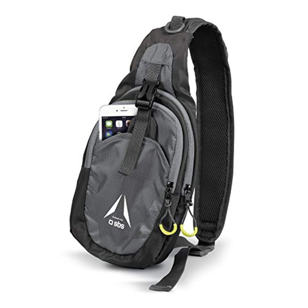 SBS Unisex-Adulto monospalla Zaino da Corsa con Tasche per Smartphone, Nero, Taglia unica