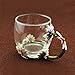 Tea Cup Coffee Mug Handmade Flower Glass Tea Mug and Spoon Set for Birthday Christmas Wedding Friend Party Gifts (12oz)