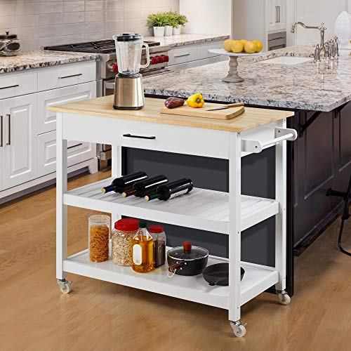 Yaheetech Kitchen Island Cart With Wheels, 3 Tier Rolling Utility Cart