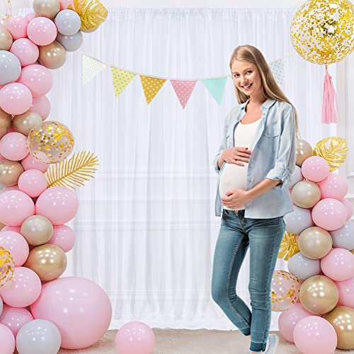 White Sheer Backdrop Curtain for Parties, 10ft X 10ft White Tulle Backdrop Curtain for Wedding Birthday Party Ceremony Fabric Backdrop Drapes for Home Decoration