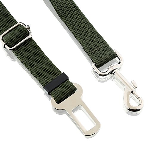 Dog Seat Belt, Harness Car Safety Seatbelt 2 Packs, Adjustable Nylon Strap and Universal Clip For Buckle up Dogs Puppy Cats Pets,Shock Absorbing for Safe Travel - Green - Thumbnail 3