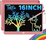 TEKFUN 16inch LCD Writing Tablet for Kids and Adults Pink with Stylus Lanyard