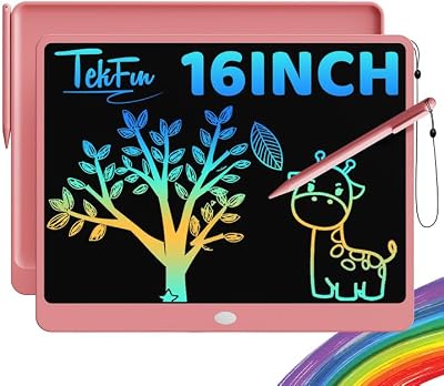 TEKFUN 16inch LCD Writing Tablet for Kids and Adults Pink with Stylus Lanyard