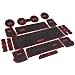 ROCCS 15PCS RED Anti-dust Interior Non-Slip Mat Door Mat Cup Pad with Logo for 2011 2012 2012 2014 2015 Jeep Compass 2017 Patriot (Red-Logo)