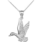 Animal Kingdom 925 Sterling Silver Flying Duck Charm Pendant Necklace