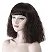 eNilecor Women Short Bob Fluffy Hair Full Wigs with Bangs Heat Resistant Kinky Straight Custom Cosplay Party Wigs (Dark Brown)