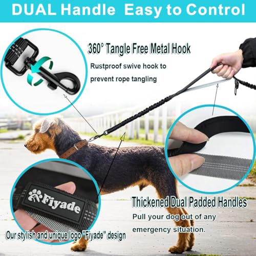 Fiade Hand Free Dog Lead Jogging Leash with Belt and Detachable Bag, Training for Medium and Large Dogs