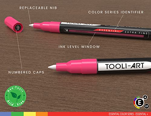 TOOLI-ART Acrylic Paint Markers, 30 Pack Extra Fine 0.7mm Tip for Rock Painting, Canvas, Ceramics, Glass, Metal, Fabric, Wood Non-Toxic, Water Based, Quick Dry