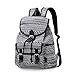 DGY Black Canvas Floral Printed Backpack 3 Pieces School Rucksack for Teen Girls (Geometric 1 Pc)