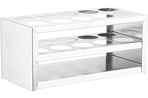 PATIKIL 10 Holes Test Tube Rack, 30mm Round Hole 304 Stainless Steel Test Tube Holder Stand Suitable for 50ml Test Tube for L