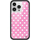 Wildflower Cases - Compatible with iPhone 14 Pro | Protective Black Bumper, 6.5ft Drop Test Certified, Women Owned Small Business | Bright Aesthetic Cute Trendy | Polka Dot - Pink and White