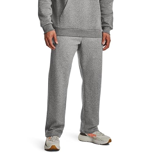 Under Armour Men's Rival Fleece Pants, (025) Castlerock Light Heather / / White, Large