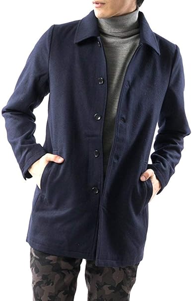 Amazon アーケード Arcade コート メンズ ロング メルトン チェスターコート ステンカラーコート フード ビジネス 起毛 M ネイビー ステンカラーコート コート ジャケット 通販