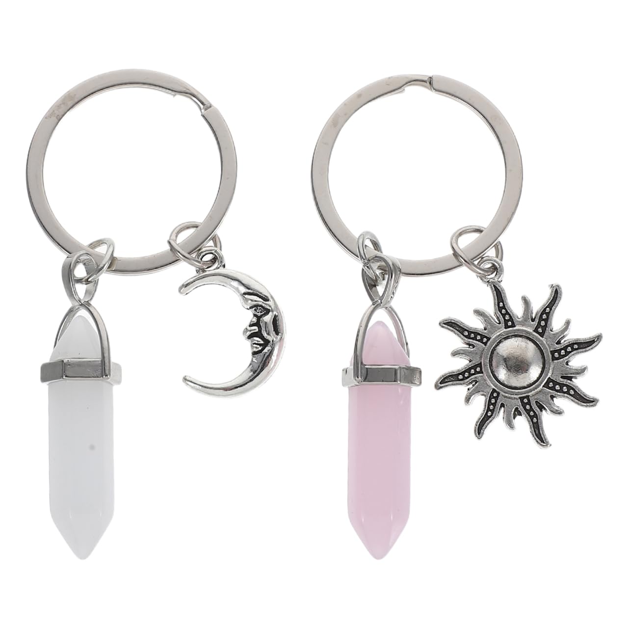 SOIMISS 2pcs Sun and Moon Keychain Cute Keychains Car Keyring Crystals Jade Stone Handbag Decorations Charm Pendant Suitable for Valentine' Day Birthday