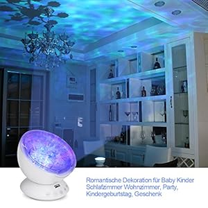Yissvic LED Ozean Projektor Lampe Schlaf Nachtlicht Lichtwecker mit