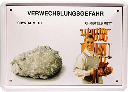 'Metal Sign 15 x 21 cm "Danger – Crystal Meht Funny Saying MJ 212