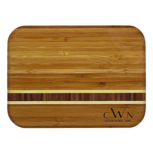 Personalized Bamboo Cutting Board, Engraved Wedding Gift w/Wooden Inlay, Customizable-Barbados