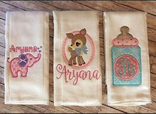 monogram burp cloths girl