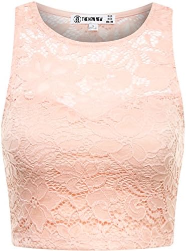 THENEWNEW Womens Sleeveless Lace Crop Top