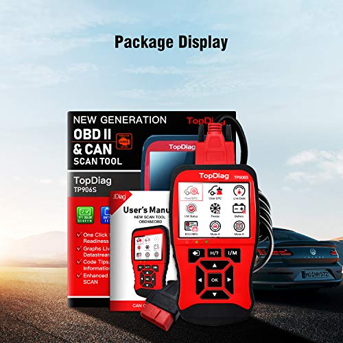 TopDiag TP906S New Generation OBD2 Scanner Enhanced OBDII Code Reader Full Engine Modes Diagnostic Tool with Battery Test
