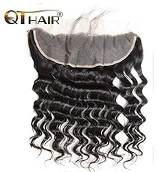 QTHAIR 14A Peruvian Loose Deep Curly Frontal with