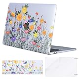 MOSISO MacBook Pro 13 Case 2018 2017 2016 Release A1989/A1706/A1708 w/ & w/o Touch Bar,Plastic Pattern Hard Case & Keyboard Cover & Screen Protector Compatible Newest Mac Pro 13 in,Sunflower