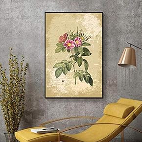 Floating Framed for Living Room Bedroom Retro Flower for