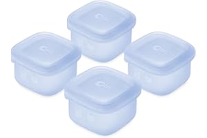 Olababy Clear Sense Silicone Storage Containers 4pk for Baby Food, Snacks, Formula, Puree, Sauce & More | Micro Plastic & BPA-Free | Daycare Essentials for Toddlers and Kids (Blueberry, 2 oz / 60 ml)