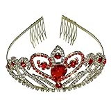 Thmyo Crown, Tiara,Prom Pageant Crowns Princess Crown Rhinestone Crystal Bridal Crowns with Comb for Women (Gold & Red)